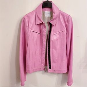 Costume National Bubblegum Pink Barbie Leather Jacket 44 M L Italy